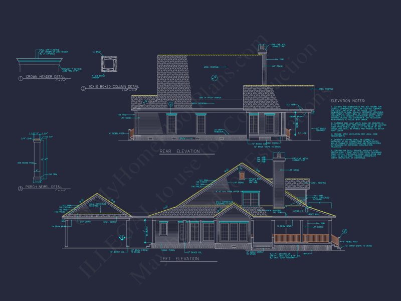 Elegant house Plan with 1.5 Floors, Full CAD Blueprint Designs