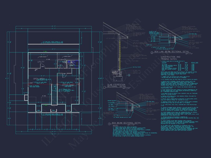 Elegant house Plan with 1.5 Floors, Full CAD Blueprint Designs
