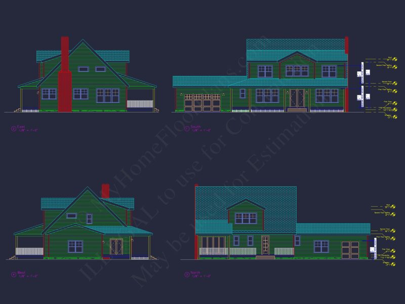 Elegant house Plan with 2 Floors, 4 Bedrooms & CAD Designs