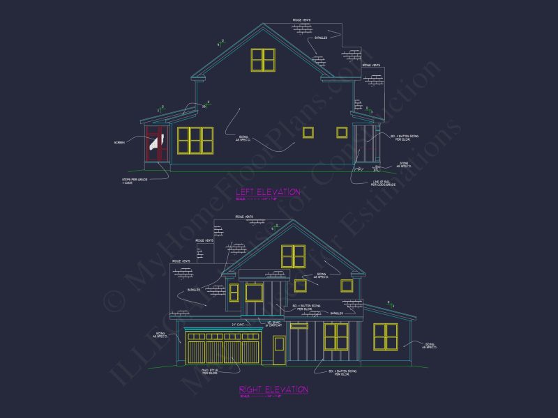 Elegant house Plan with 2 Floors, CAD Blueprint & Design Details