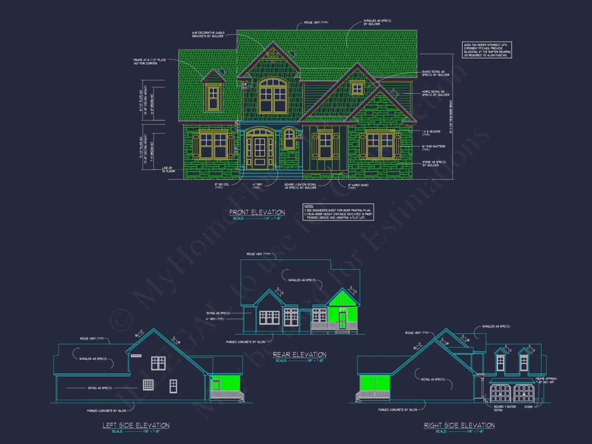 Elegant house Plan with 2 Floors, CAD Blueprint & Designs