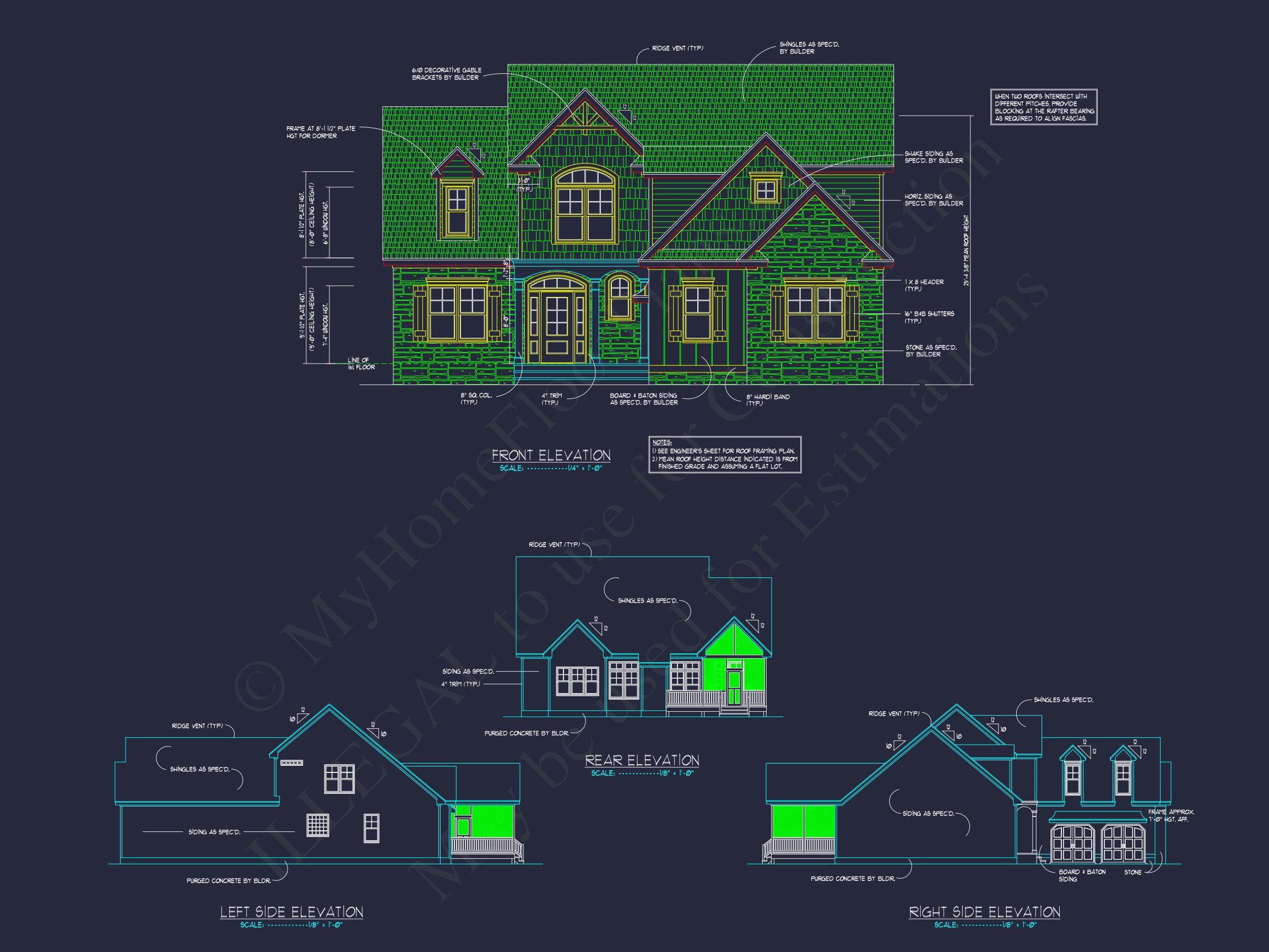 Elegant Home Plan with 2 Floors,CAD Blueprint & Designs