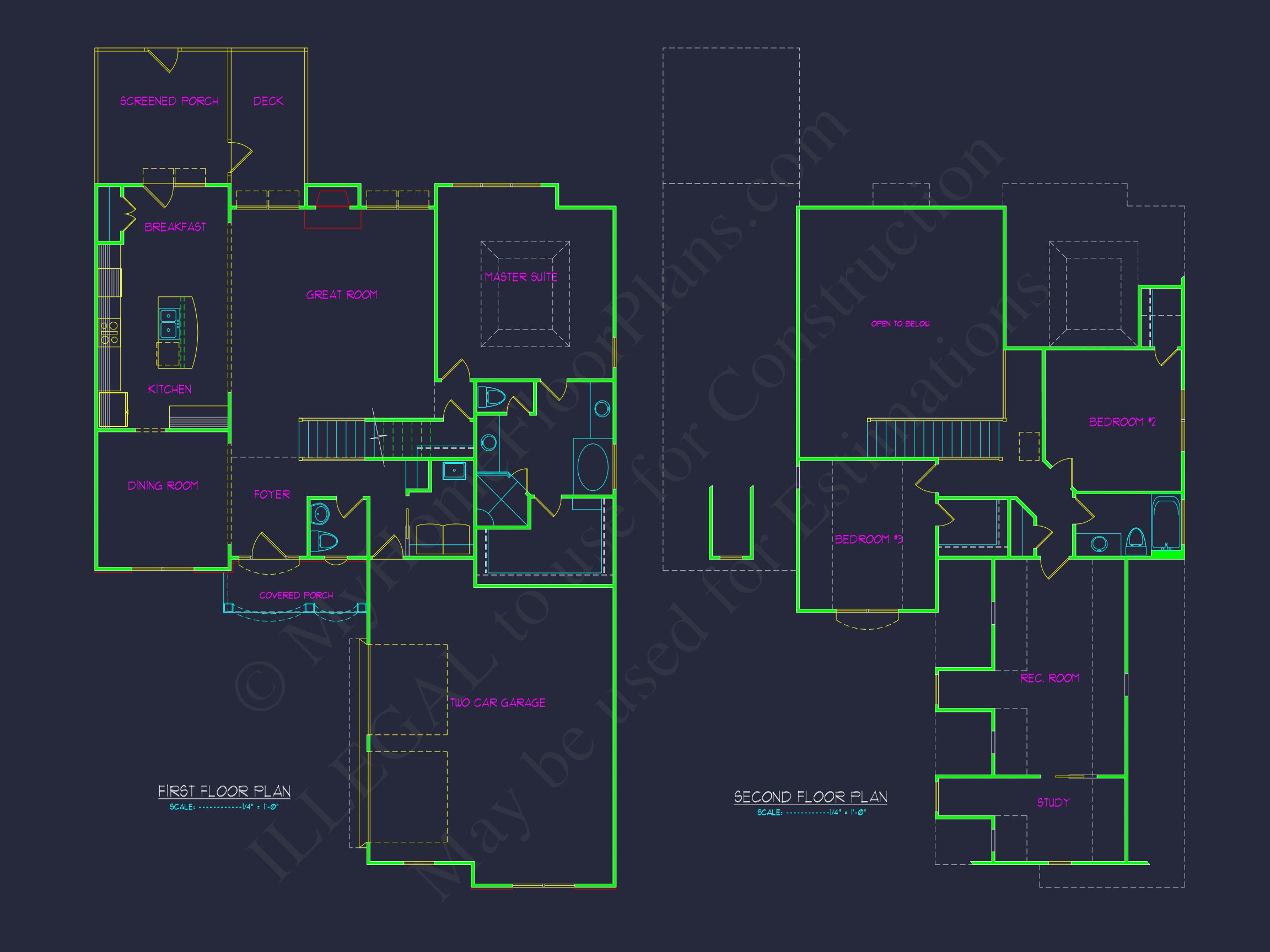 Elegant Home Plan with 2 Floors,CAD Blueprint & Designs