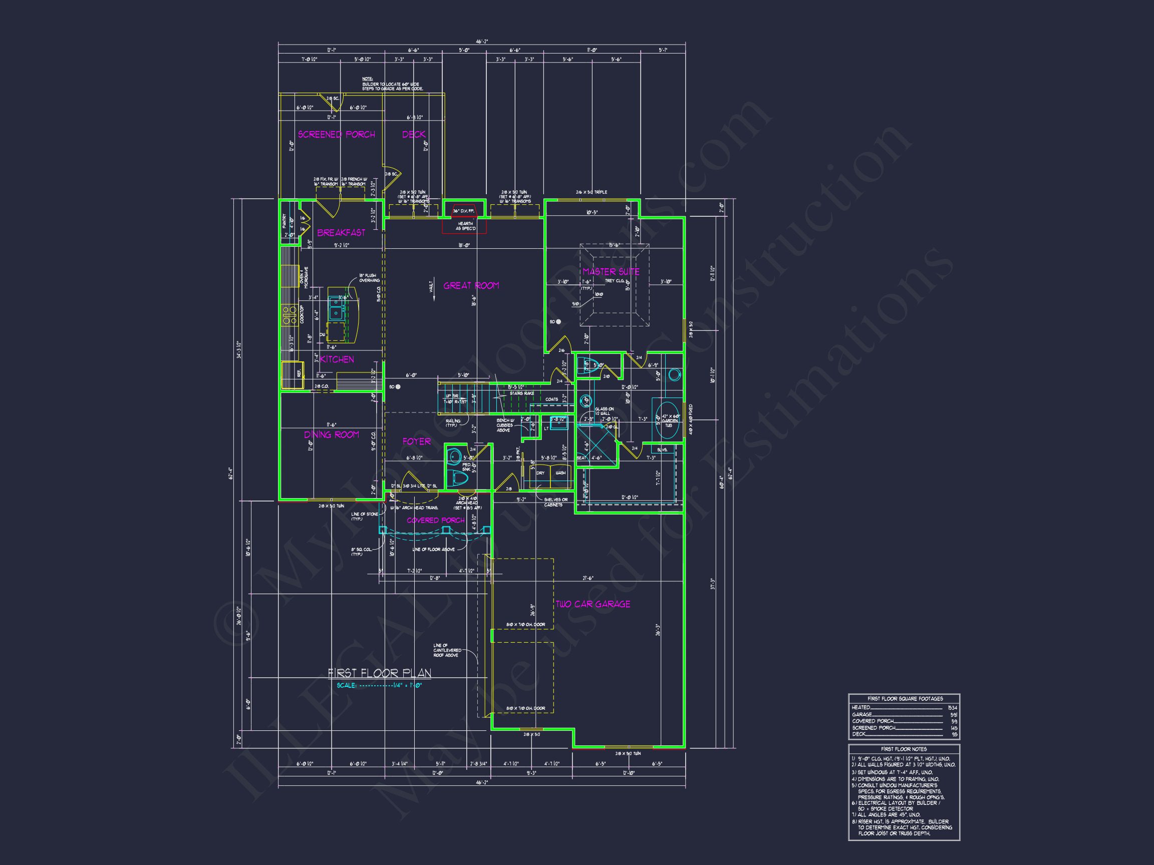 Elegant Home Plan with 2 Floors,CAD Blueprint & Designs