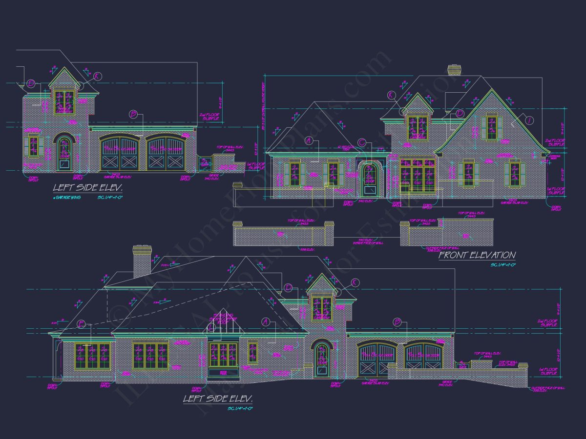 Elegant house Plan with 2-Story Blueprint and French Country Design