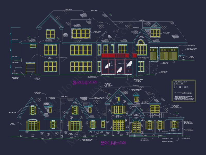 Elegant house Plan with 2-Story CAD Designs & Blueprint