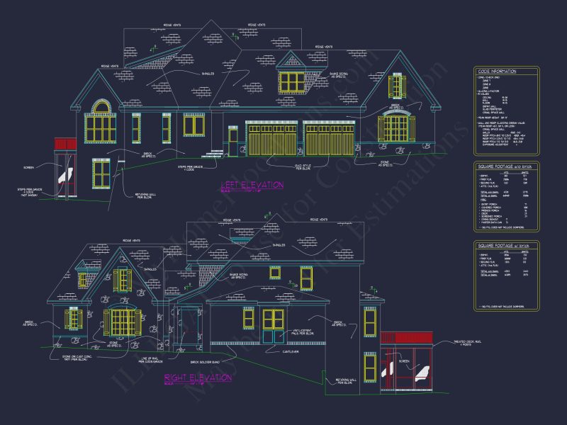 Elegant house Plan with 2-Story CAD Designs & Blueprint