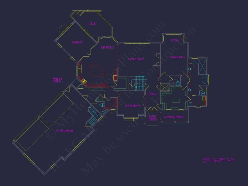Elegant house Plan with 2-Story CAD Designs & Blueprint