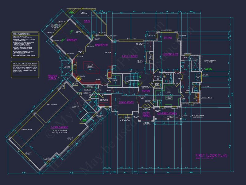 Elegant house Plan with 2-Story CAD Designs & Blueprint