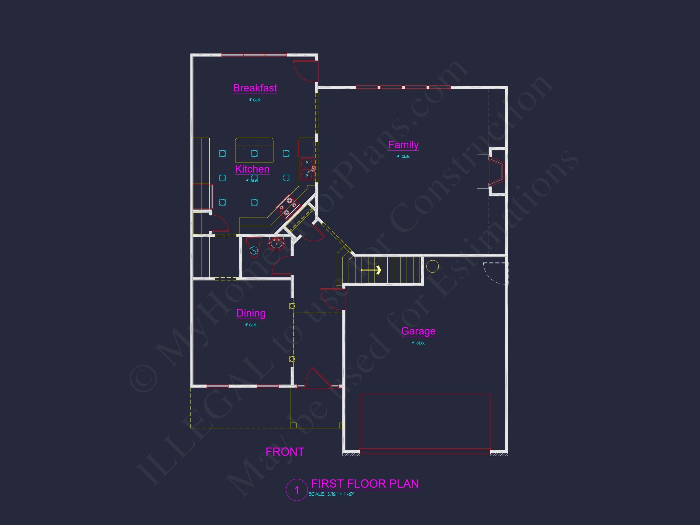 Elegant Home Plan with 2-Story CAD Floor Designs and Blueprint