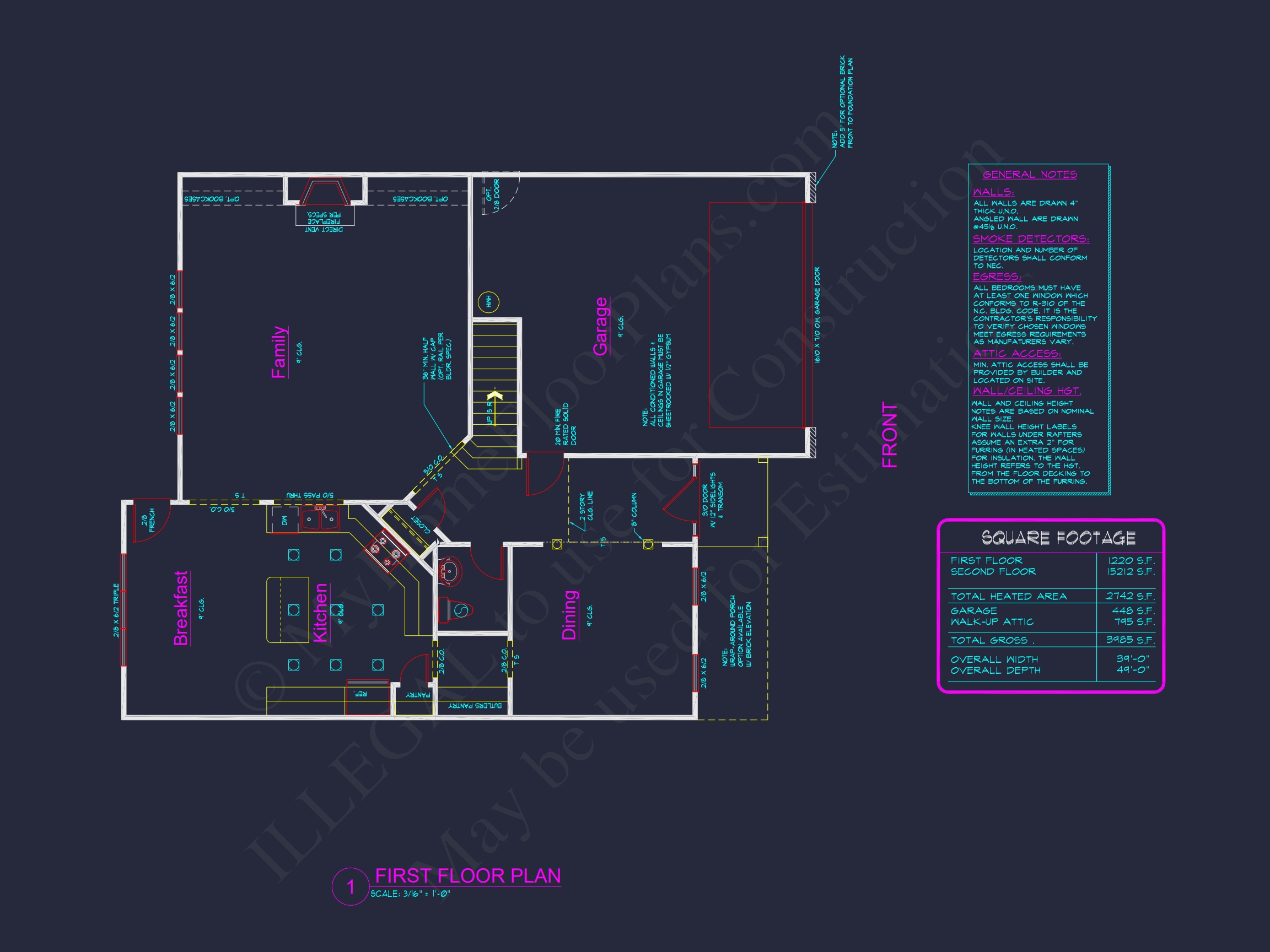 Elegant Home Plan with 2-Story CAD Floor Designs and Blueprint