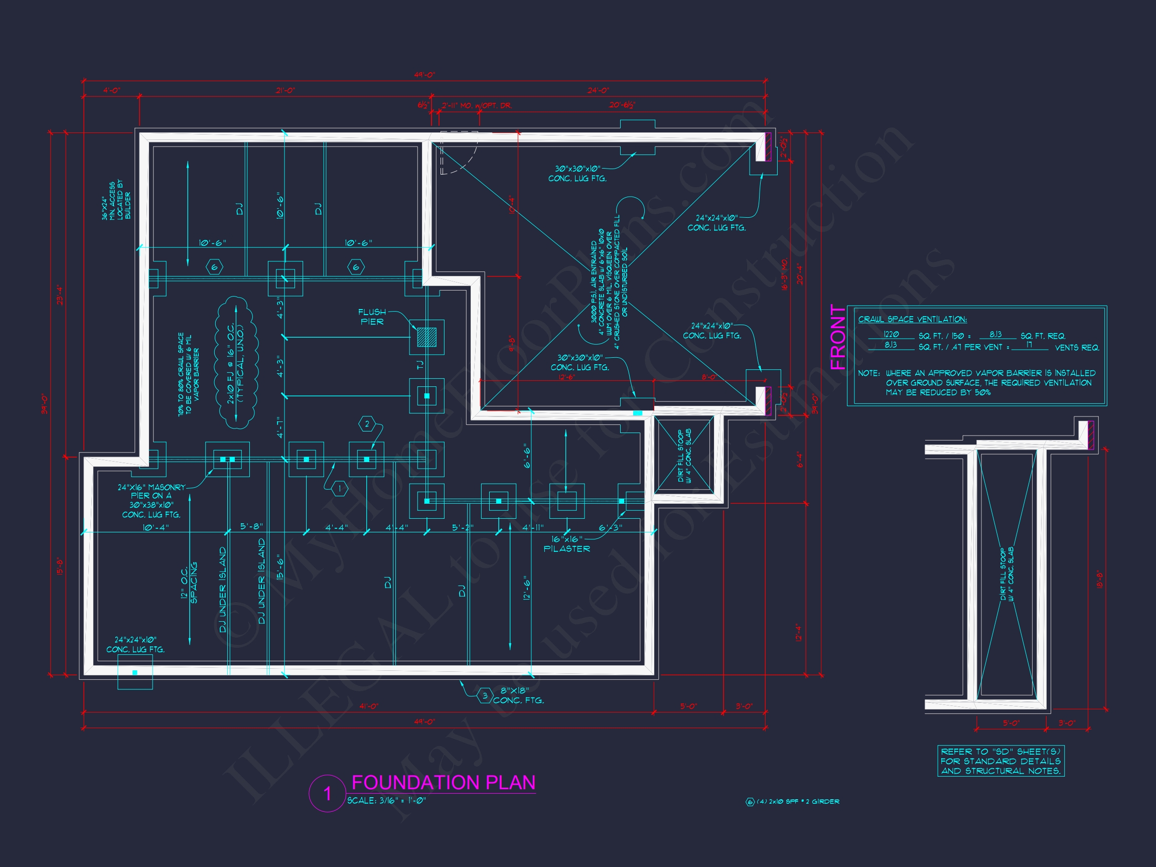 Elegant Home Plan with 2-Story CAD Floor Designs and Blueprint