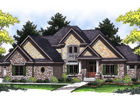 Elegant house Plan with 2-Story Design and Detailed CAD Blueprint