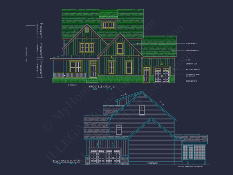 Elegant house Plan with 2-Story Floor Plan and CAD Designs