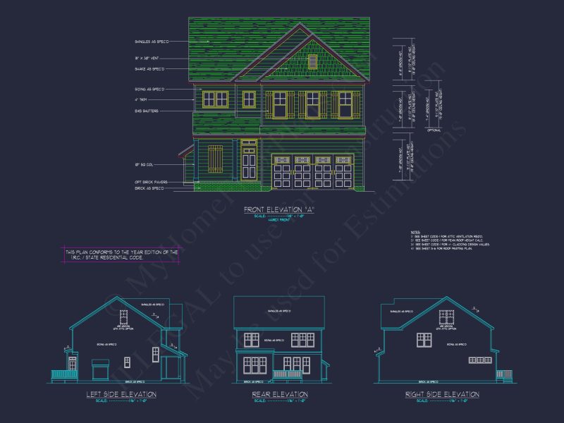 Elegant house Plan with 2-Story Floor Plan, CAD Designs & Blueprint
