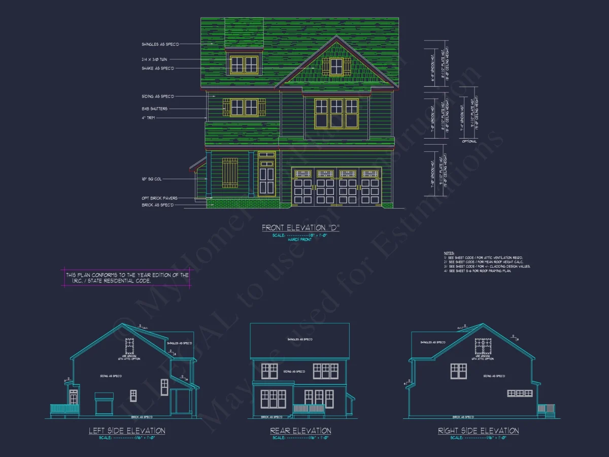 Elegant house Plan with 2-Story Floor Plan, CAD Designs & Blueprint