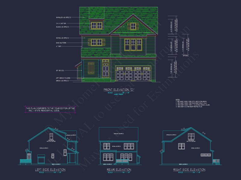 Elegant house Plan with 2-Story Floor Plan, CAD Designs & Blueprint