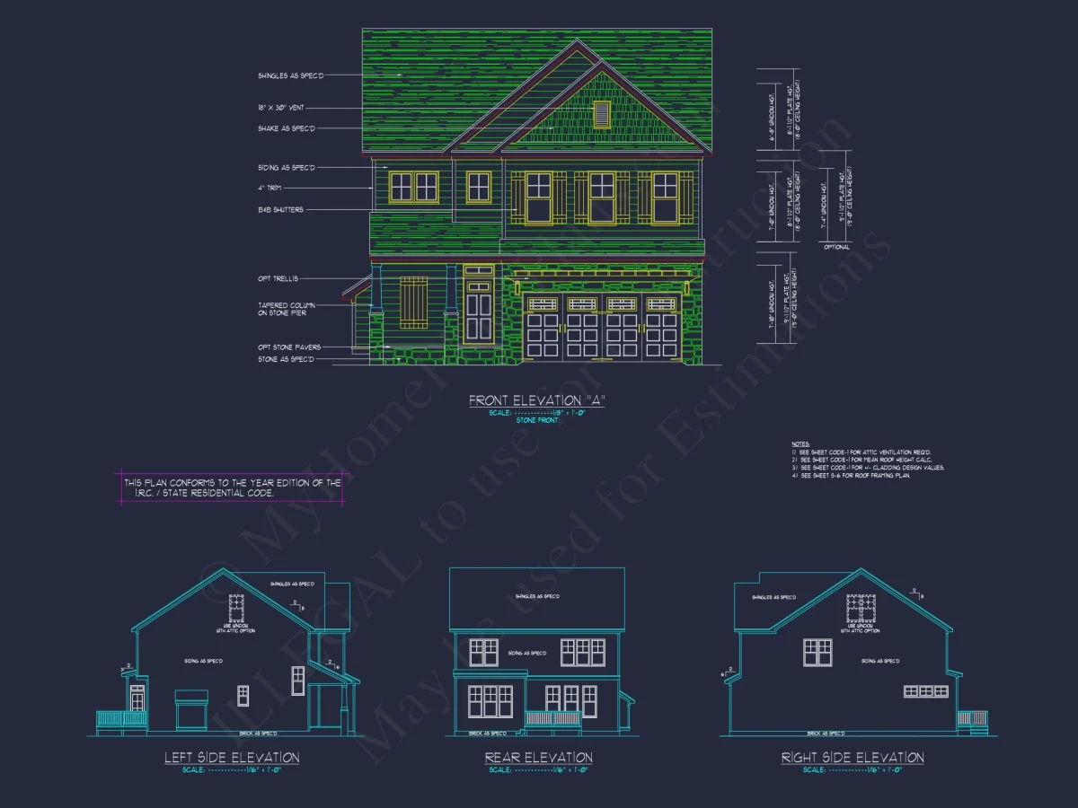Elegant house Plan with 2-Story Floor Plan, CAD Designs & Blueprint
