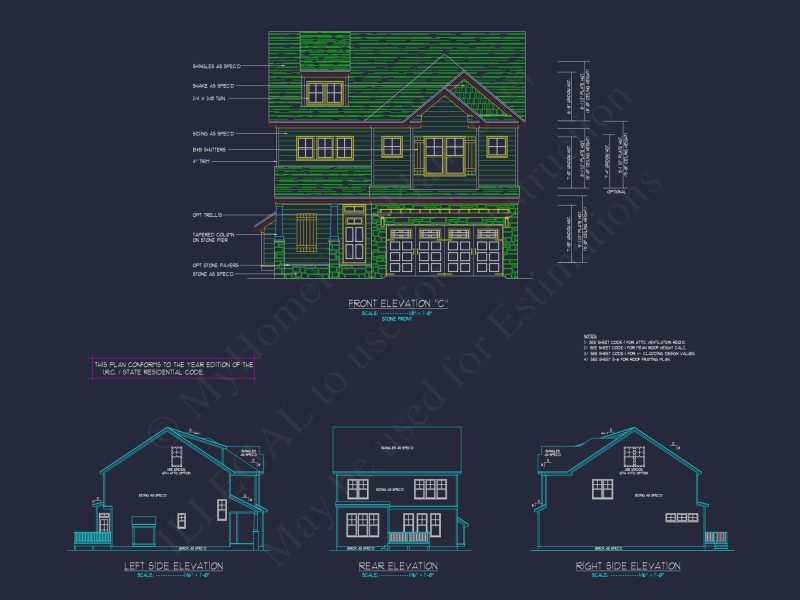 Elegant house Plan with 2-Story Floor Plan, CAD Designs & Blueprint