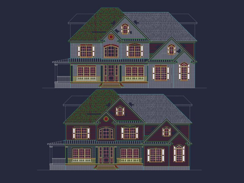 Elegant house Plan with 3 Bedrooms, 4 Baths - CAD Blueprints Available