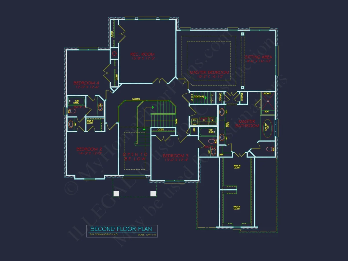 Elegant house Plan with 3 Bedrooms, 4 Baths - CAD Blueprints Available