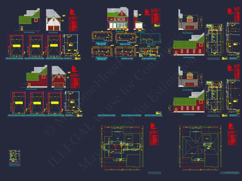 Elegant house Plan with 3 Bedrooms, 4 Baths - CAD Blueprints Available