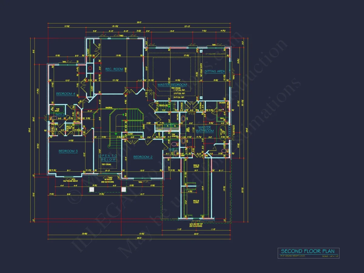 Elegant house Plan with 3 Bedrooms, 4 Baths - CAD Blueprints Available
