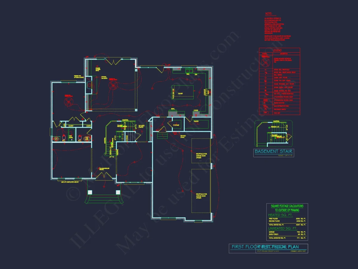 Elegant house Plan with 3 Bedrooms, 4 Baths - CAD Blueprints Available