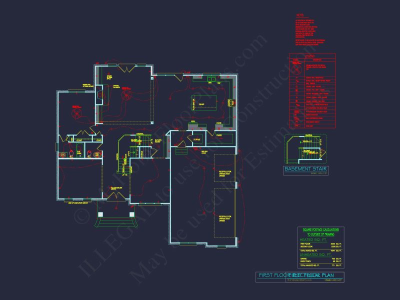 Elegant house Plan with 3 Bedrooms, 4 Baths - CAD Blueprints Available