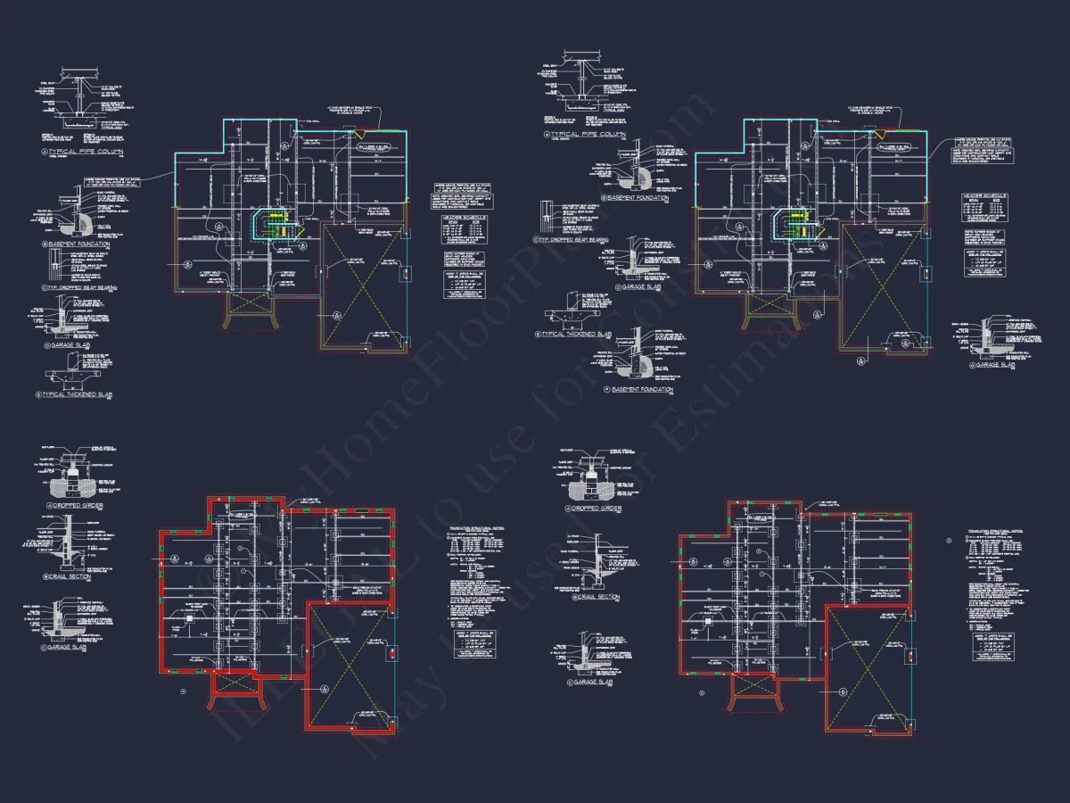 Elegant house Plan with 3 Bedrooms, 4 Baths - CAD Blueprints Available