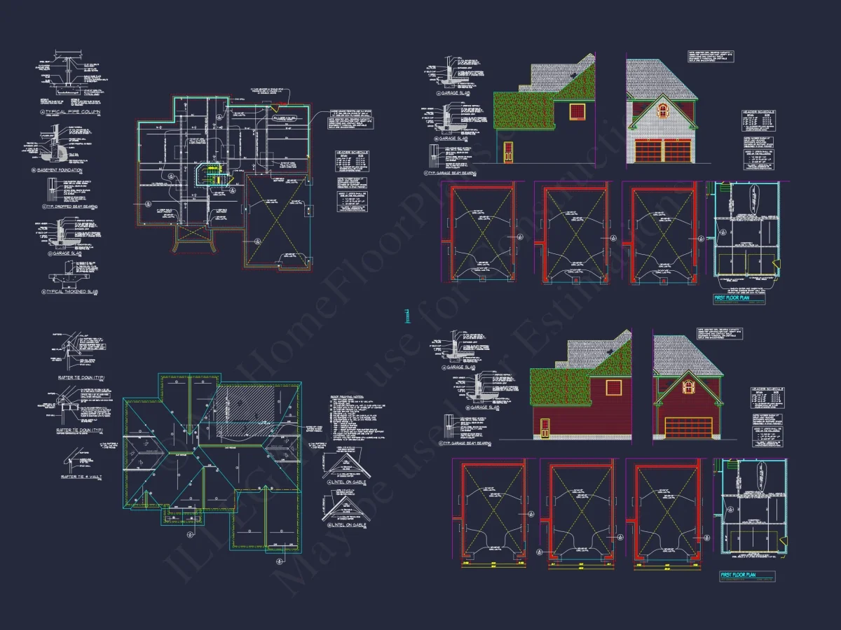 Elegant house Plan with 3 Bedrooms, 4 Baths - CAD Blueprints Available