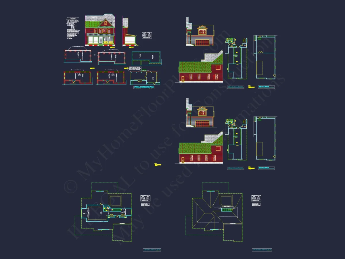 Elegant house Plan with 3 Bedrooms, 4 Baths - CAD Blueprints Available