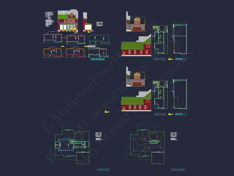 Elegant house Plan with 3 Bedrooms, 4 Baths - CAD Blueprints Available