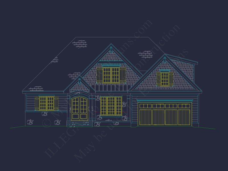 Elegant house Plan with 3 Bedrooms, CAD Blueprint, and Vaulted Designs