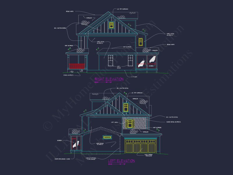 Elegant house Plan with 3 Floors, Blueprint & CAD Design