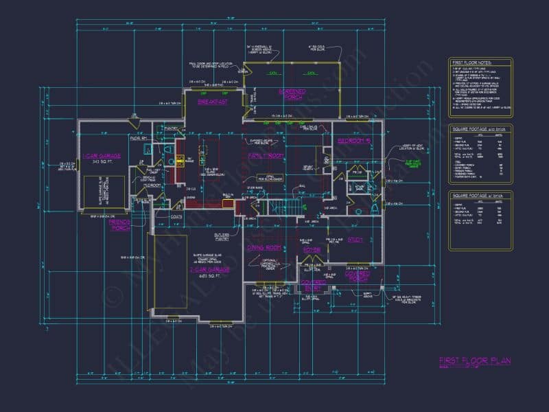 Elegant house Plan with 3 Floors, CAD Blueprints & Design