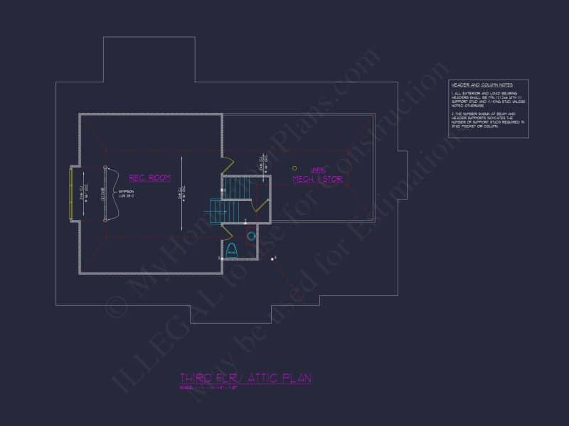 Elegant house Plan with 3 Floors, CAD Blueprints & Design