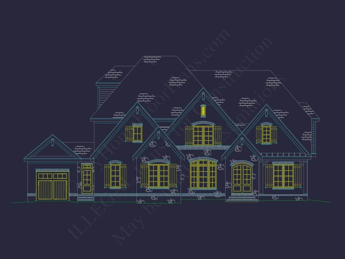 Elegant house Plan with 3 Floors, CAD Blueprints & Design