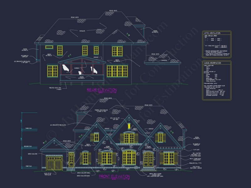 Elegant house Plan with 3 Floors, CAD Blueprints & Design