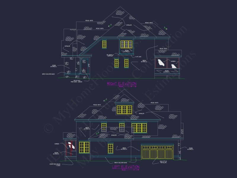 Elegant house Plan with 3 Floors, CAD Blueprints & Design