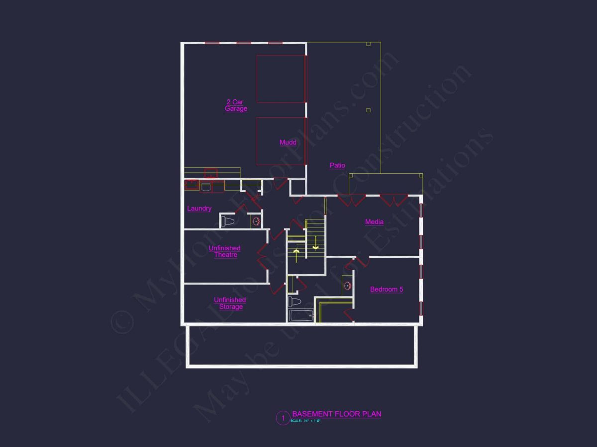Elegant house Plan with 3 Floors, CAD Designs, and 5 Bedrooms