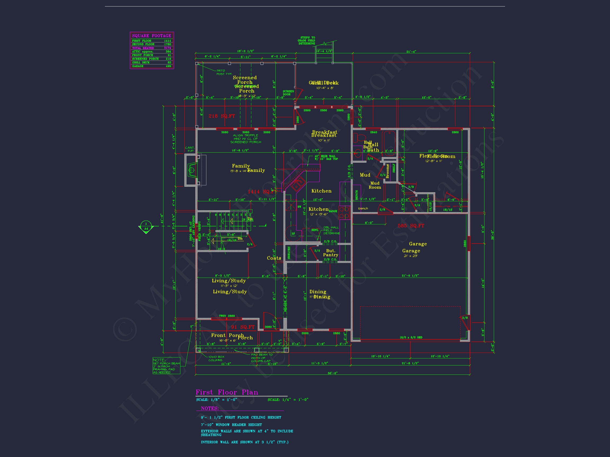 Elegant house Plan with 3174 SF,CAD Blueprint,and Designs