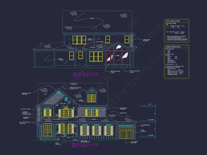 Elegant house Plan with 3D CAD Blueprint and Craft Designs