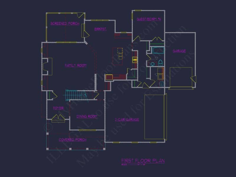 Elegant house Plan with 3D CAD Blueprint and Craft Designs