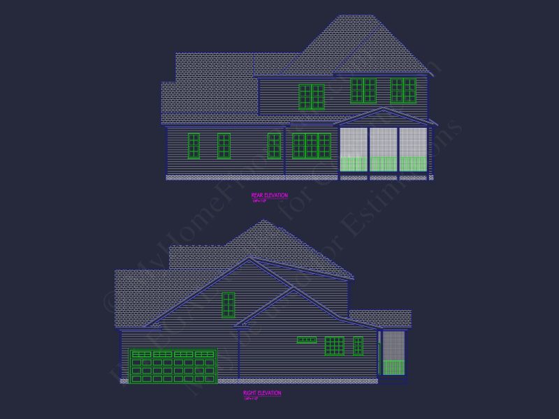 Elegant house Plan with 4 Bedrooms and CAD Blueprint Designs