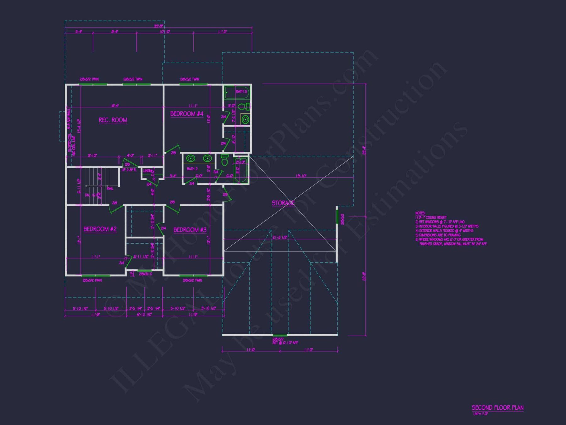 Elegant house Plan with 4 Bedrooms and CAD Blueprint Designs