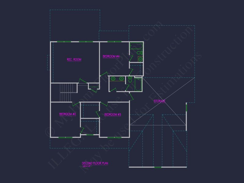 Elegant house Plan with 4 Bedrooms and CAD Blueprint Designs