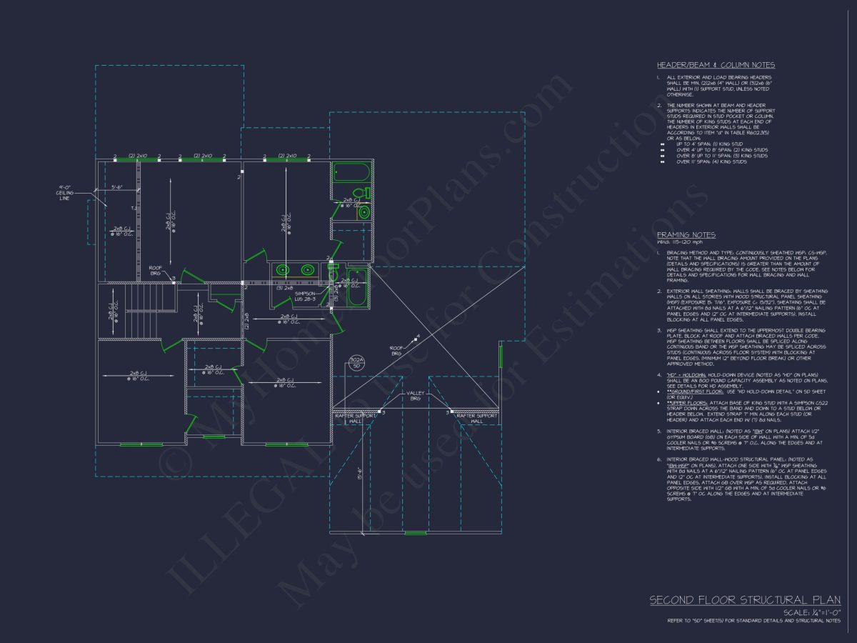Elegant house Plan with 4 Bedrooms and CAD Blueprint Designs