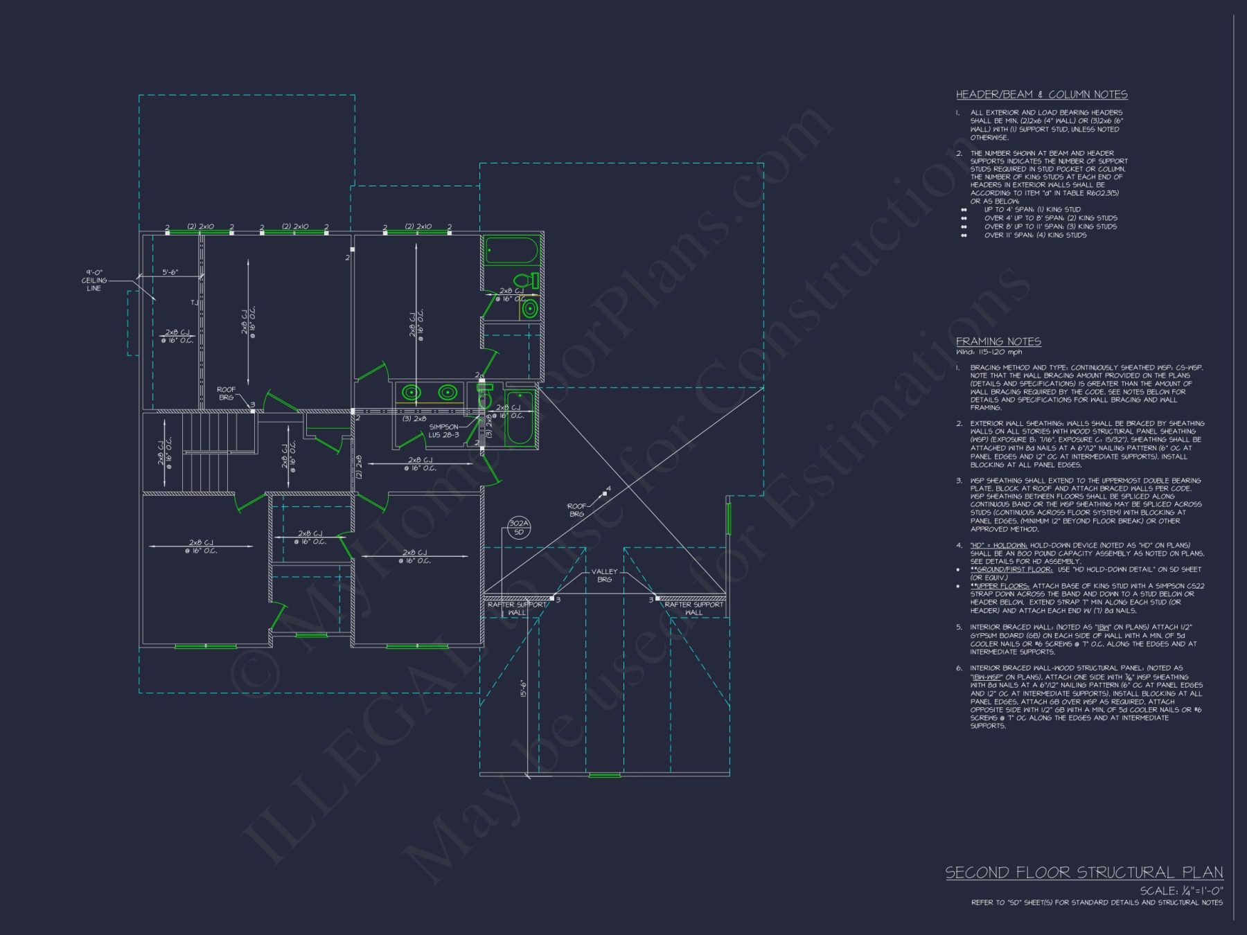 Elegant house Plan with 4 Bedrooms and CAD Blueprint Designs