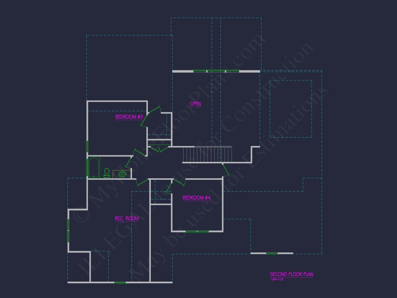 Elegant house Plan with 4 Bedrooms, CAD Designs & Blueprint Layout